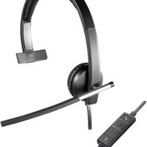 Logitech H650E Auriculares Mono con Microfono USB - Microfono Plegable - Almohadilla Acolchada - Controles en Cable - Color Negro