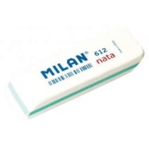 Milan Nata 612 Goma de Borrar Biselada - Plastico - Suave - No Abrasiva - Color Blanco