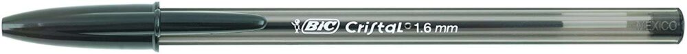 Bic Cristal Large Boligrafo de Bola - Punta Gruesa de 1.6mm - Trazo de 0.60mm - Tinta con Base de Aceite - Translucido - Color Negro