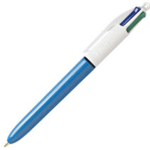 Bic 4 Colours Original Boligrafo de Bola Retractil - Punta Media de 1.0 mm - Tinta con Base de Aceite - Cuerpo Azul/Blanco - 4 Colores