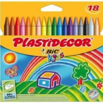 Bic Kids Plastidecor Caja de 18 Lapices de Cera - Extraresistentes - Facil de Sacar Punta - No Mancha