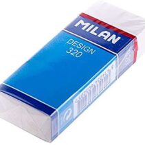 Milan Nata 320 Goma de Borrar Rectangular - Plastico - Faja de Carton Azul - Envuelta Individualmente - Color Blanco