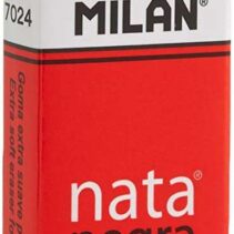 Milan Nata 7024 Goma de Borrar Rectangular - Plastico - Faja de Carton Roja - Envuelta Individualmente - Extra Suave - Color Negro