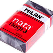 Milan Nata 7030 Goma de Borrar Rectangular - Plastico - Faja de Carton Roja - Envuelta Individualmente - Extra Suave - Color Negro