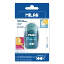 Milan Blister Afilaborras CAPSULE LOOK - Sacapuntas y Goma de Borrar - Cuchilla de Acero al Carbono - Para todo tipo de Lapices - Cuchilla de Seguridad