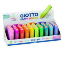 Giotto Happy Gomma Goma de Borrar - Forma de Lapiz - Para Borrar Grafito - Colores Fluo Surtidos