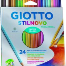 Giotto Stilnovo Acquarell Pack de 24 Lapices de Colores Acuarelables Hexagonales - Mina 3.3 mm - Madera - Colores Surtidos