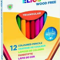 Giotto Elios Wood Free Pack de 12 Lapices Triangulares de Colores - Sin Madera - Mina 3.3 mm - Colores Surtidos