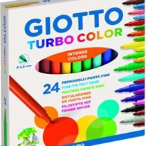 Giotto Turbo Color Pack de 24 Rotuladores - Punta Fina 2.8 mm. - Tinta al Agua - Lavable - Colores Surtidos