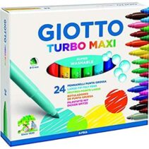 Giotto Turbo Maxi Pack de 24 Rotuladores - Punta Gruesa 5mm - Tinta al Agua - Lavable - Colores Surtidos