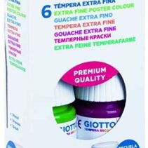 Giotto Tempera Pack de 6 Botes de 25 ml. + Pincel - Base Agua - Excelente Cobertura - Colores Surtidos