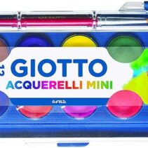 Giotto Pack de 12 Acuarelas Mini 23mm. - Colores Luminosos - Evita la Dispersion del Agua