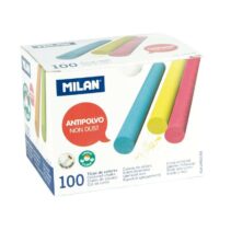 Milan Pack de 100 Tizas - Redondas - Antipolvo - No Contienen Caseina ni Yeso - Colores Surtidos