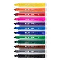 Milan Pack de 12 Rotuladores Maxi - Punta Conica 7.5mm - Tinta al Agua - Lavable - Colores Surtidos