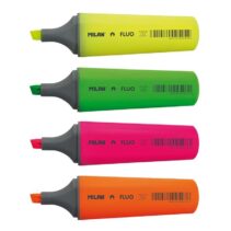 Milan Fluo Pack de 4 Marcadores Fluorescentes - Punta Biselada 1 - 4.8mm - Colores Amarillo