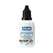 Milan Bote de Tinta para Rotuladores de Pizarra Blanca Recargables - 30ml - Tinta a base de Alcohol - Color Negro