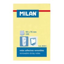 Milan Bloc de 100 Notas Adhesivas - Removibles - 50mm x 76mm - Color Amarillo Claro