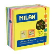 Milan Bloc de 400 Notas Adhesivas Neon - Removibles - 76mm x 76mm - Colores Surtidos