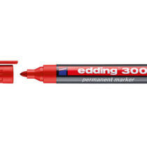 Edding 300 Rotulador Permanente - Punta Redonda - Trazo entre 1.5 y 3 mm. - Tinta Casi Inodora - Capuchon con Clip - Secado Rapido - Color Rojo