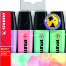 Stabilo Boss 70 Pastel Pack de 4 Rotuladores Marcadores Fluorescentes - Trazo entre 2 y 5mm - Recargable - Tinta con Base de Agua - Colores Pastel Surtidos