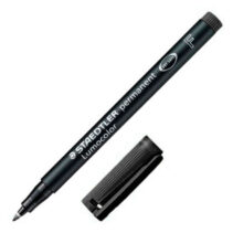 Staedtler Lumocolor 318 Rotulador Permanente - Punta Fina Redonda - Trazo 0.6mm - Capuchon con Clip - Secado Rapido - Color Negro