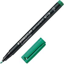 Staedtler Lumocolor 318 Rotulador Permanente - Punta Fina Redonda - Trazo 0.6mm - Capuchon con Clip - Secado Rapido - Color Verde