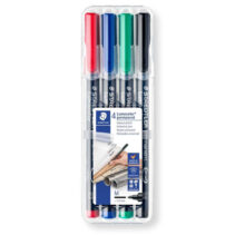 Staedtler Lumocolor 317 Pack de 4 Rotuladores Permanentes - Punta Media Redonda - Trazo 1mm Aprox - Capuchon con Clip - Secado Rapido - Colores Surtidos