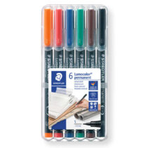 Staedtler Lumocolor 317 Pack de 6 Rotuladores Permanentes - Punta Media Redonda - Trazo 1mm Aprox - Capuchon con Clip - Secado Rapido - Colores Surtidos