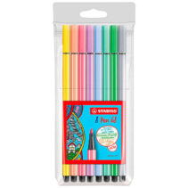 Stabilo Pen 68 Pack de 8 Rotuladores Acuarelables - Punta de Fibra - Trazo de 1mm aprox. - Tinta a Base de Agua - Capuchon Ventilado - Colores Pastel Surtidos