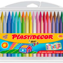 Bic Kids Plastidecor Caja de 36 Lapices de Cera - Extraresistentes - Facil de Sacar Punta - No Mancha