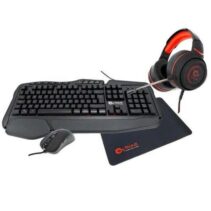 Talius Pack Gaming V2 Teclado USB Multimedia + Raton USB 3200dpi + Auriculares Jack 3.5mm + Alfombrilla - Iluminacion RGB - Color Negro/Rojo