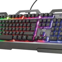 Trust Gaming GXT 856 Torac Teclado USB - 12 Teclas Multimedia - Antighosting - Iluminacion LED - Placa Superior Metalica - Cable de 1.80m - Color Gris Oscuro