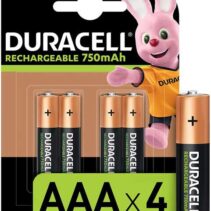 Duracell Pilas Recargables NiHM AAA HR03 1.2V 750mAh - Precargadas - 4 Unidades