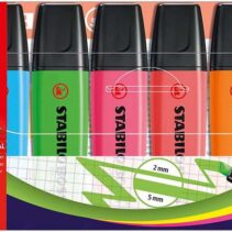 Stabilo Boss 70 Pack de 6 Marcadores Fluorescentes - Trazo entre 2 y 5mm - Recargable - Tinta con Base de Agua - Colores Surtidos