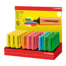 Stabilo Boss 70 Expositor de 45 Marcadores Fluorescentes - Trazo entre 2 y 5mm - Recargable - Tinta con Base de Agua - Colores Surtidos