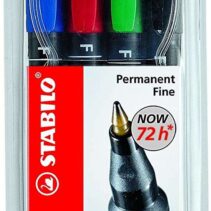 Stabilo OHPen Pack de 4 Rotuladores Permanentes - Punta Fina - Trazo de 0.7mm - Agarre Antideslizante - Tapon Ventilado - Colores Surtidos