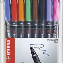 Stabilo OHPen Pack de 8 Rotuladores Permanentes - Punta Fina - Trazo de 0.7mm - Agarre Antideslizante - Tapon Ventilado - Colores Surtidos