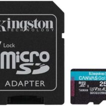 Kingston Tarjeta Micro SDXC 256GB UHS-I U3 V30 Clase 10 170MB/s Canvas Go Plus con Adaptador