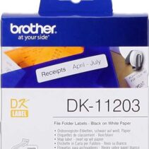 Brother DK11203 - Etiquetas Originales Precortadas para Carpetas - 17x87 mm - 300 Unidades - Texto negro sobre fondo blanco