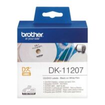 Brother DK11207 - Etiquetas Originales Precortadas Circulares para CD/DVD - 58 mm de Diametro - 100 Unidades - Texto negro sobre fondo blanco