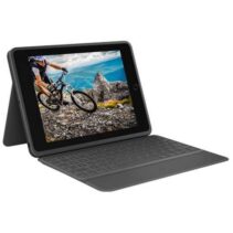 Logitech Rugged Folio Funda con Teclado Inalambrico para iPad 7ª y 8ª Generacion 10.2" - Escritura Silenciosa - Teclas de Acceso Directo - Antiderrames - Cierre Magnetico - Color Gris