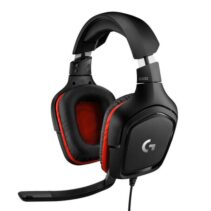 Logitech G332 Auriculares Gaming con Microfono - Microfono Plegable - Diadema Ajustable - Almohadillas Acolchadas - Altavoces de 50mm - Cable de 2m - Color Negro/Rojo