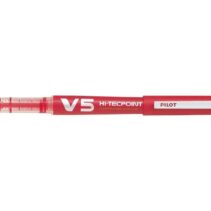 Pilot Boligrafo de Tinta Liquida V5 HI-Tecpoint Recargable - Fabricado con Plastico Reciclado - Punta Fina 0.5mm - Trazo 0.3mm - Color Rojo