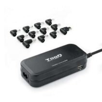 Tooq Cargador Universal Automatico para Portatil 90W - 2x USB - 12 Adaptadores - Voltaje 12-20V