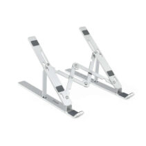 Tooq Soporte para Portatil hasta 15" - 7 Niveles de Altura - Plegable - Base Antideslizante - Peso Max 5kg - Color Plata