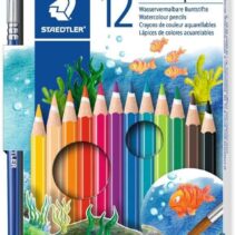 Staedtler Noris Aquarell Pack de 12 Lapices Hexagonales de Colores + Pincel - Madera de Bosques Sostenibles - Colores Surtidos