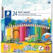 Staedtler Noris Aquarell Pack de 24 Lapices Hexagonales de Colores + Pincel - Madera de Bosques Sostenibles - Colores Surtidos