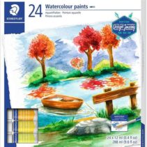 Staedtler Pack de 24 Tubos de Acuarela 12ml - Colores Brillantes  - Usar en Papel Acuarela o Cartulina - Colores Surtidos