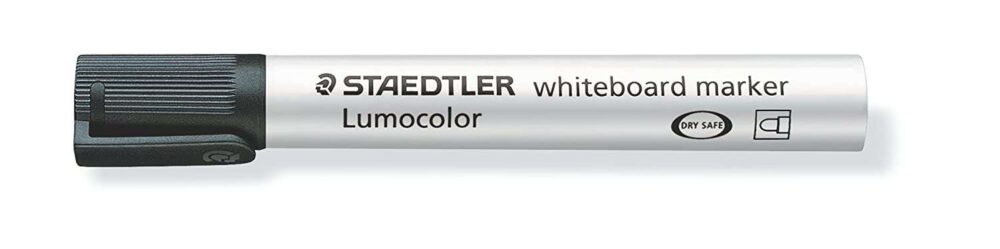 Staedtler Lumocolor 351 Rotulador para Pizarra - Punta Redonda - Trazo 2mm - Capuchon con Clip - Color Negro