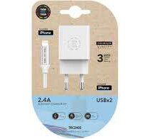 TechOneTech Cargador Doble de Pared + Cable USB-A a Lightning 1m - Recubierto de Nylon Trenzado